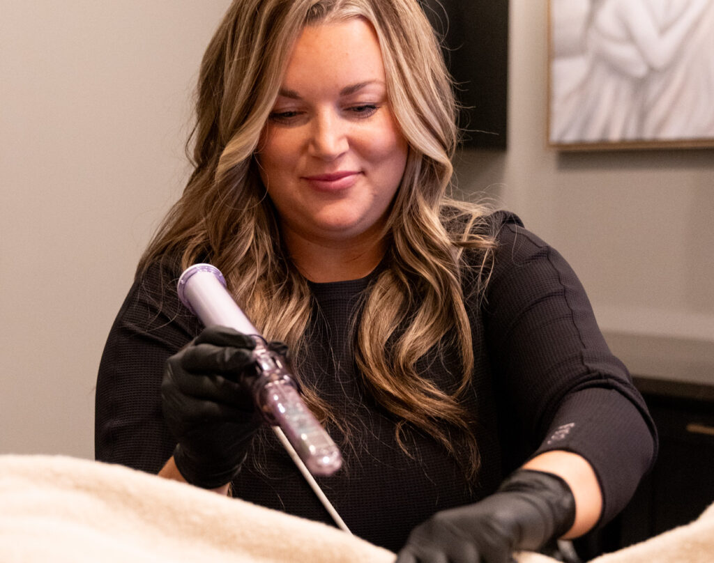 Close up of a medical provider at The Sonography Studio administering a Vaginal dryness treatment in Panama City.